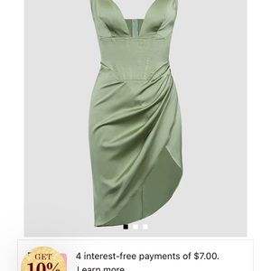 Satin V-Neck Wrapped Mini Dress